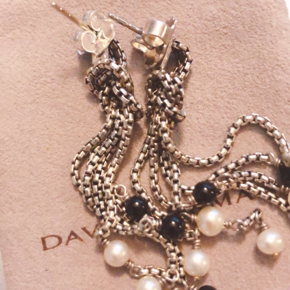 DAVID YURMAN White Black Pearl Dangle Drop Earring - Picture 2 of 3